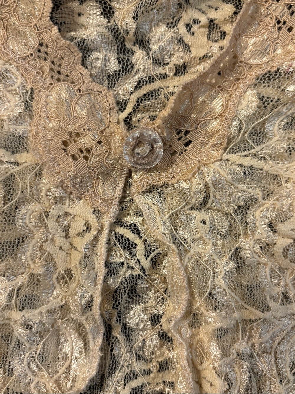 Papillon Blanc Delicate Lace Overlay Cardigan in Light Beige women’s size large - Picture 6 of 9